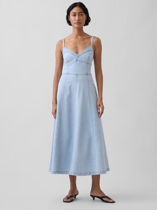 GAP Dresses & Skirts - Gap Denim Seamed Corset Maxi Dress M
